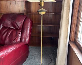 Brass floor lamp.