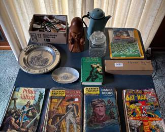 Vintage comic books, housewares, home decor, and more.