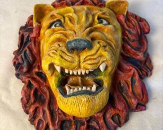 c Handcrafted Lion Head Wall Sculpture