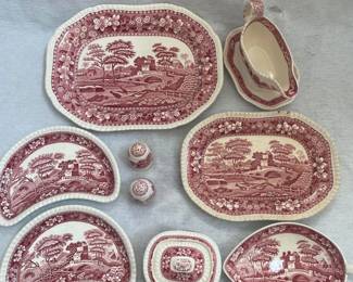 z Copeland Spodes Tower England 9Piece Red Transferware Set