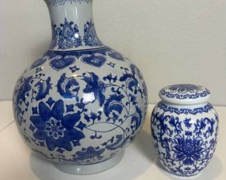 p Blue Porcelain Vase, Canister set