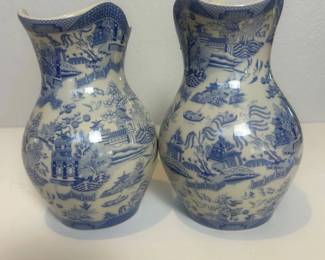 P Blue Porcelain Pitchers