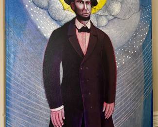 Art: Felix Berroa, Abe Lincoln Mixed Media, 40” x 74”