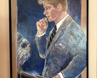 Art: Trevor Hawkins, JFK Portrait Painting, 25” x 37”