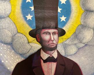 Art: Felix Berroa, Abe Lincoln Mixed Media, 40” x 74”