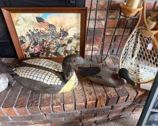 Carved loon decoys