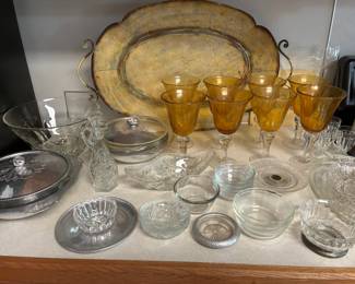 Selection of glass serving pieces