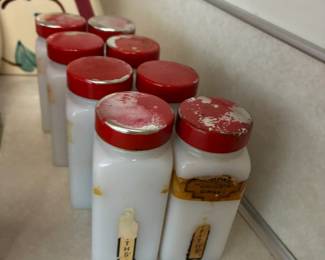 Vintage Griffith Laboratories Milk Glass Spice Jars