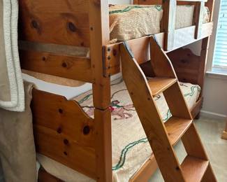 Vintage wooden bunkbeds with ladder