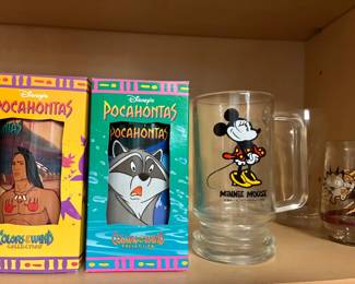 Vintage Pocahontas glasses NIB, Minnie Mouse mug