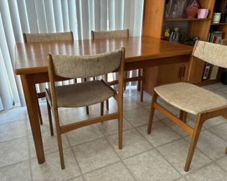 Vintage Mid Century Teak kitchen table with four chairs