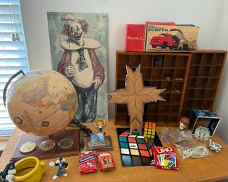 Vintage globe and toys