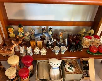 Huge selection of vintage novelty salt & pepper shakers