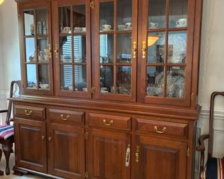 Amish made solid wood glass front cabinet- beautiful piece that would work well as a china cabinet or bookcase