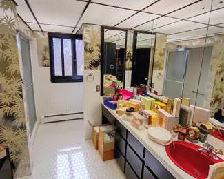 TONS of new and deadstock perfumes and cosmetics! Lots of vintage and new linens and towels!