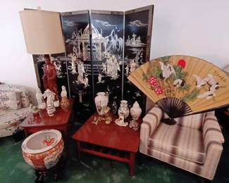 Large collection of vintage Asian art and decor