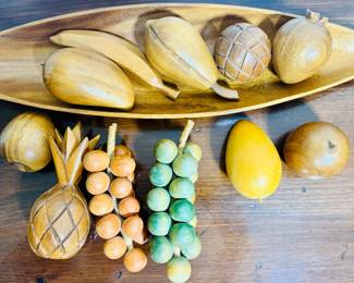 Vntg MCM Wooden Fruit