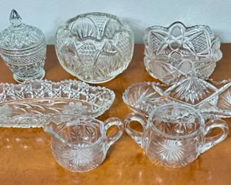 Cut Glass Trays, Jar, Bowls