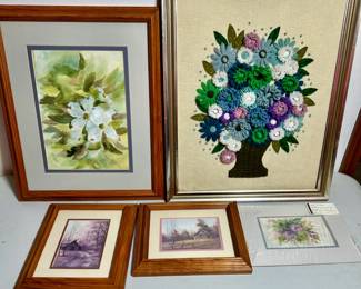 Vntg Crewel/other art