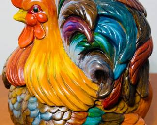 Vntg Ceramic Rooster Jar