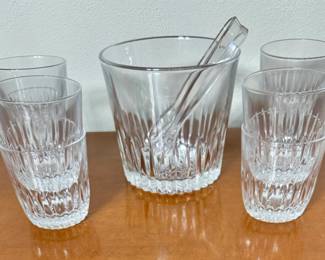 Vntg Crystal Ice Bucket/Glasses
