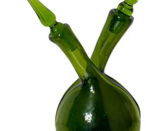 Green Art Glass Oil & Vinegar