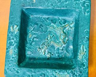 Vntg Metal Dragon Dish