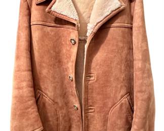 Vntg Shearling Leather Coat