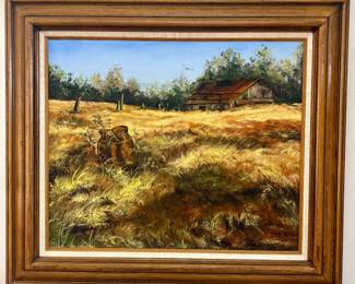 Barn/Hayfield Painting