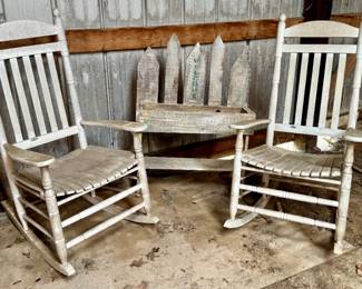 Porch Wooden Chair / Picket Fence Planter
