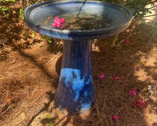 Blue glazed Bird Bath 
