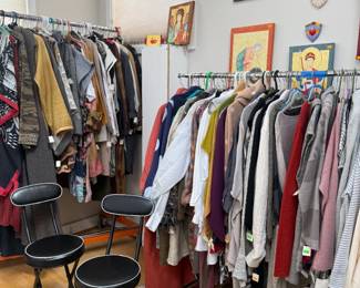 Women's clothing: Kimono, Eileen Fisher, Bonaboo, J. Jill, Issey Miyake, Babette, Adidas, Stella McCartney, 