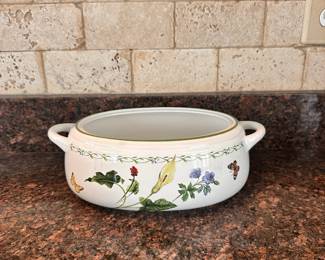 Ceramic flowered serving bowl