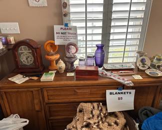 Waltham Hasting Tempus Fugit Mantel Clock/Antique 1920's Czech Glass Liquor Decanters