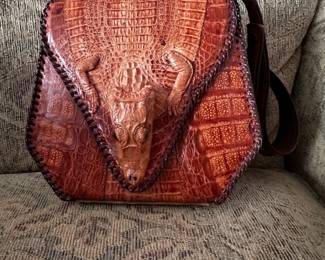 Vintage 40’s 50’s genuine alligator leather purse. Cuba Handmade taxidermy.