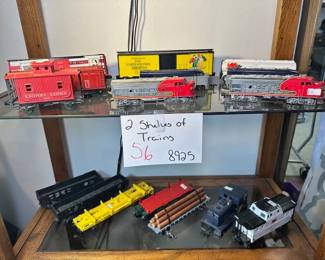 2 Shelves of Trains 