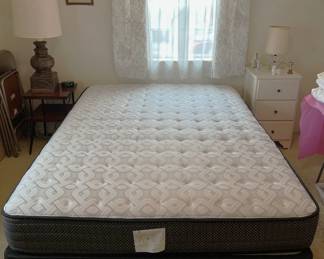 Here we have the other bedframe.  This one is a Sealy.  There are a couple of other pieces, like the lamps and white nightstand.