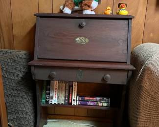 This is a better look at the secretary's desk, serving as a nightstand.