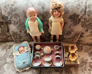 This vintage tea set and/or the dolls could be yours!