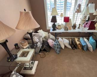 She had a large number of lamps and again more pillows