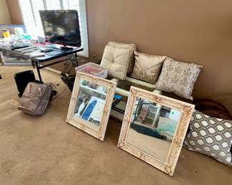 A lot of decor and pillows