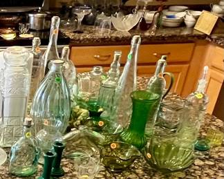 She has a lot of different glass.