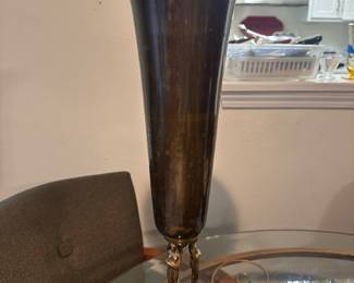 Bombay company LARGE brass trumpet vase - heavy 