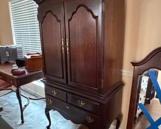 Queen Anne style High Boy Entertainment cabinet - door needs repair
