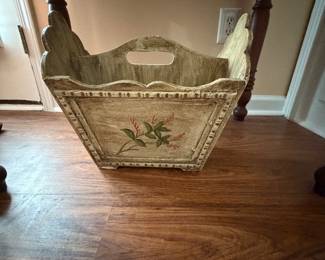 Painted wood magazine holder