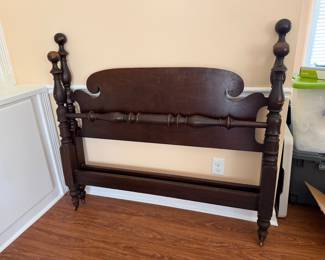 Antique Kindel Mahogany Full Size Cannonball 4 Poster Double Bed Salem Finish