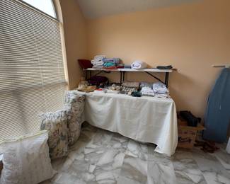 Linens, comforter, sheets, towels, etc