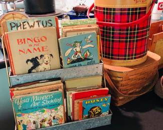 Vintage kids books and baskets