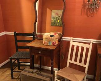 Antique Mirror, Vintage Hartman Suitcase, Antique Furniture 