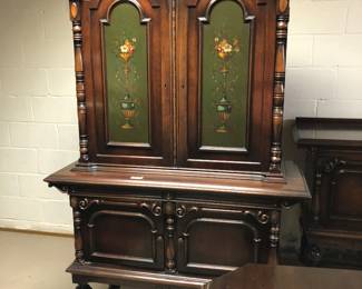 Jacobean Style Painted Hutch